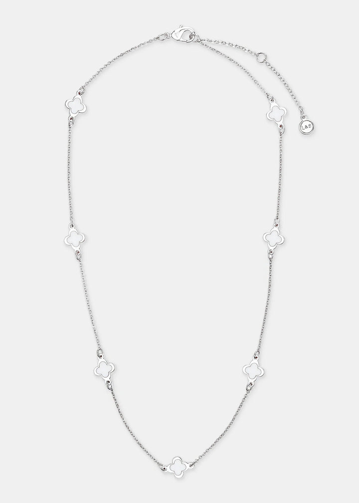 CLOVER Sterling Silver Plated Necklace White