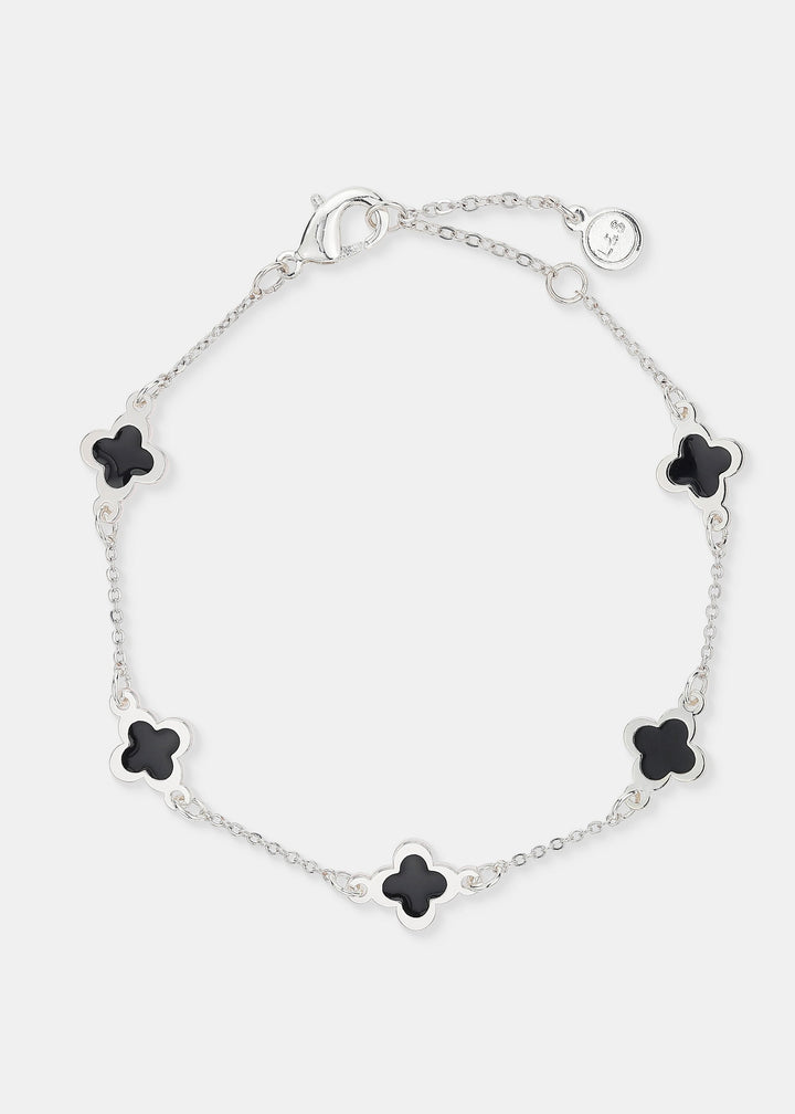 CLOVER Sterling Silver Plated Bracelet Black
