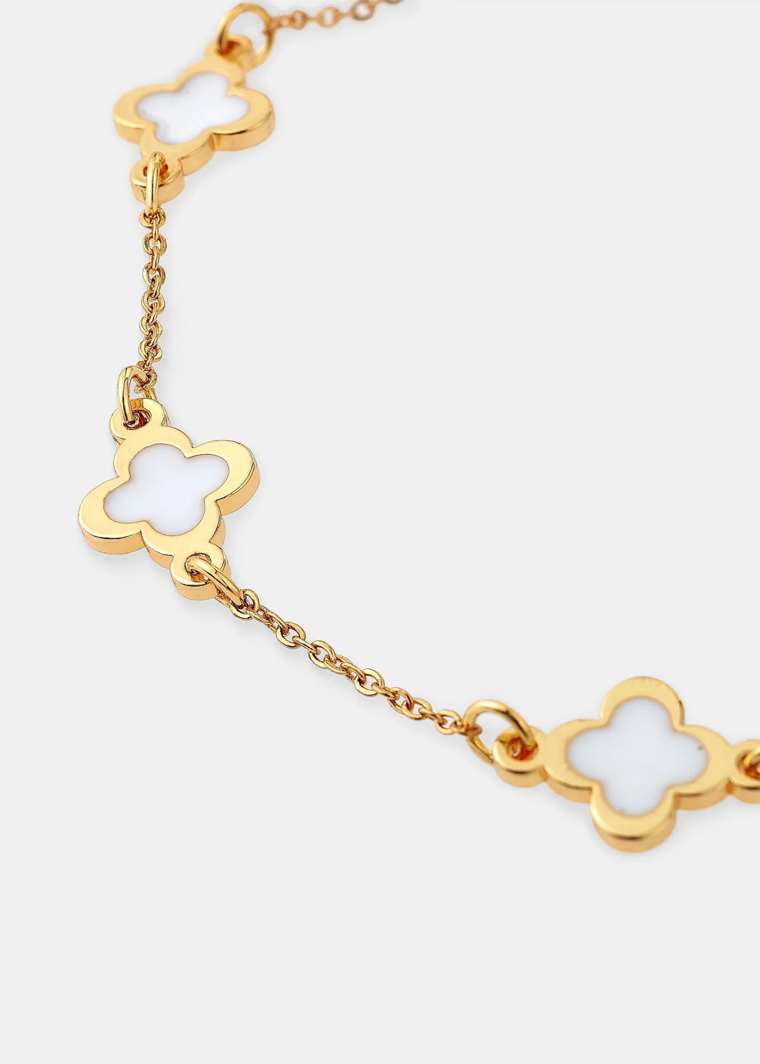 CLOVER 18k Gold Plated Bracelet White