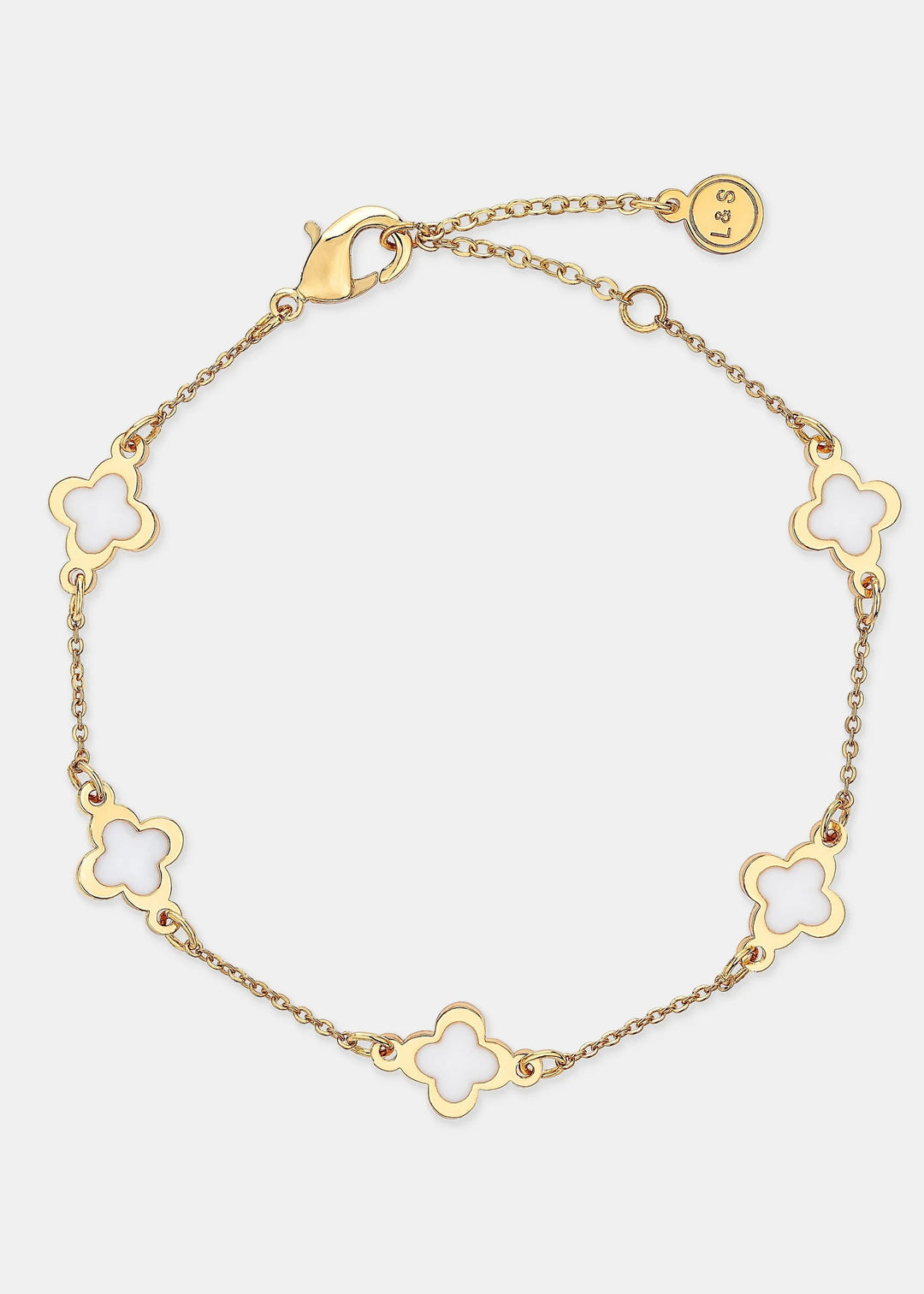 CLOVER 18k Gold Plated Bracelet White