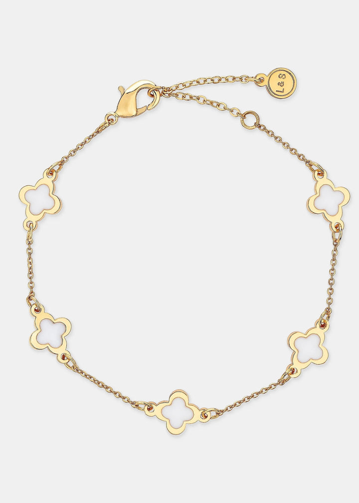CLOVER 18k Gold Plated Bracelet White