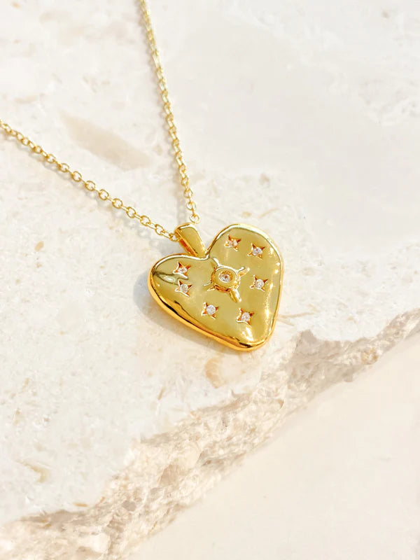 Heart Stone 18K Gold Plated Necklace