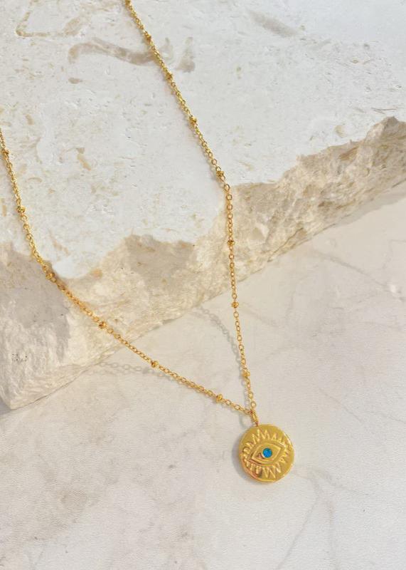 Emerald Evil Eye 18K Gold Plated Necklace