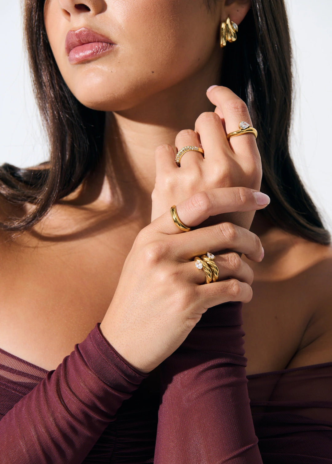 Liora Drop Crystal 18K Gold Plated Ring