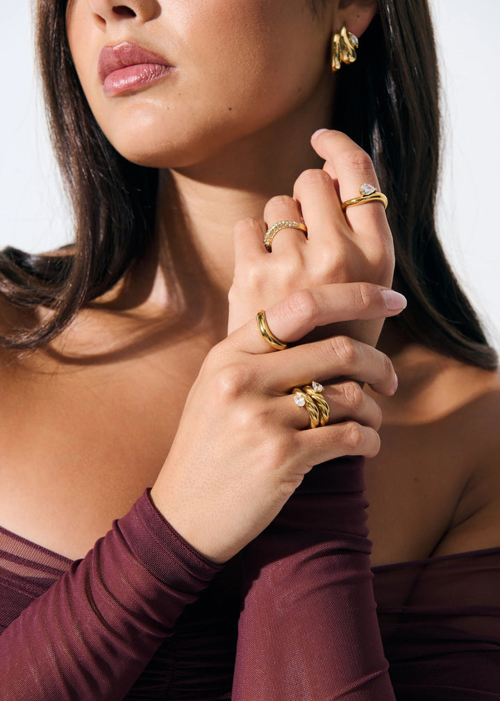 Liora Drop Crystal 18K Gold Plated Ring