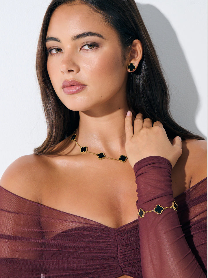 CHARLOTTE 18K Gold Plated Necklace Black