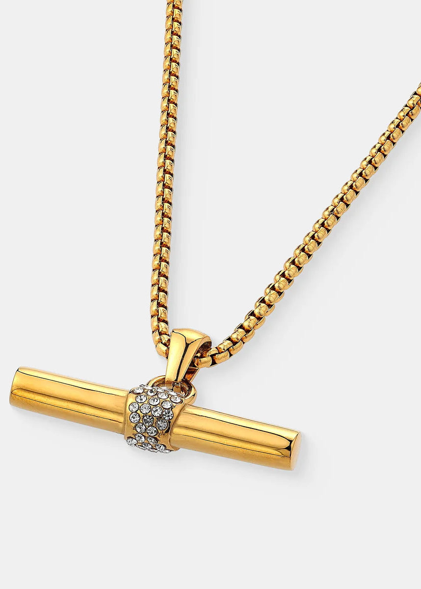 VIVIENNE T-BAR 18K GOLD PLATED NECKLACE