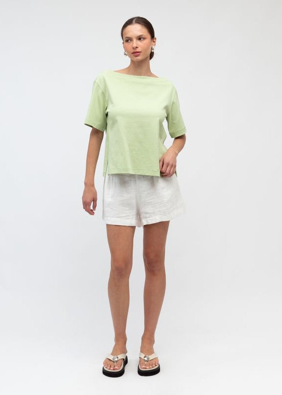 Jenna Boat Neck Tee Matcha