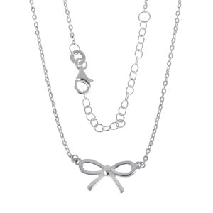 S/S Bow Pendant With 40cm Chain + 5cm Extender