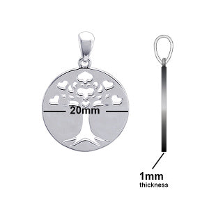 S/S 20mm Round ‘Tree Of Life’ Pendant