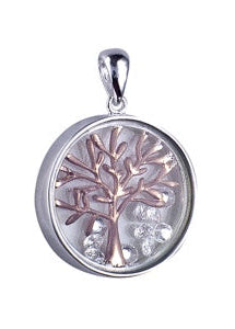 S/S Tree of Life Pendant Floating CZ