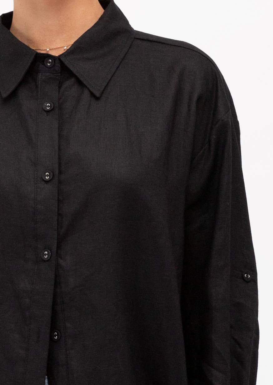 Paper Heart Everyday Linen Shirt Black