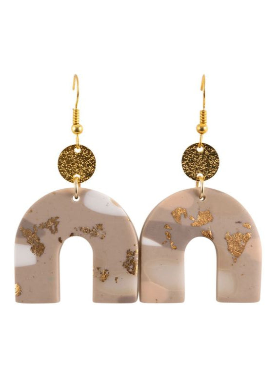 KiKi Beige Shimmer Arch Earrings