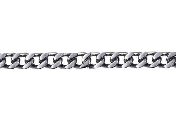Stainless Steel Bevelled Curb Diamond Cut Chain - Mens