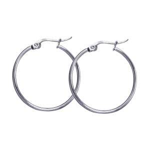 ST Steel Round Hoop Earrings 20mm