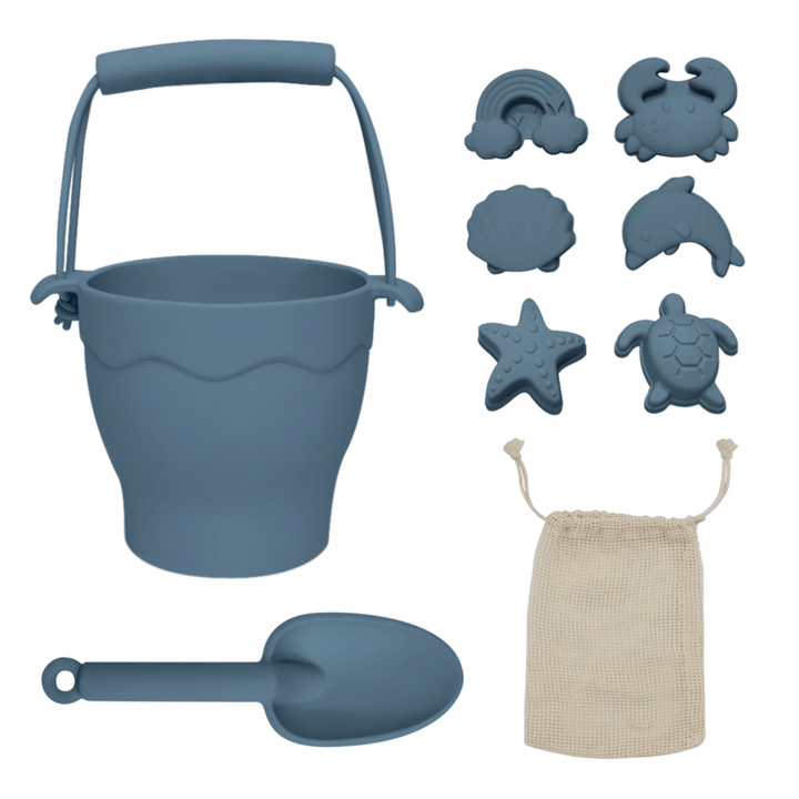 Silicone 8pc Bucket & Spade Set - Steel Blue