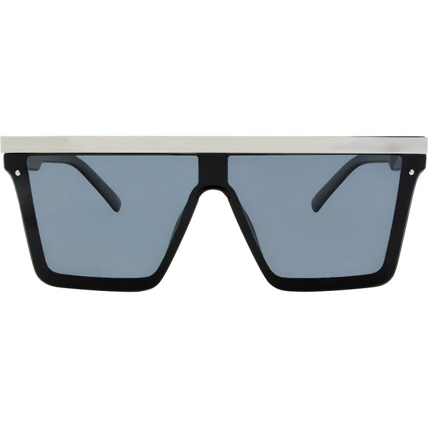 SIN THE BAR Black Shiny Silver - Smoke Sunglasses