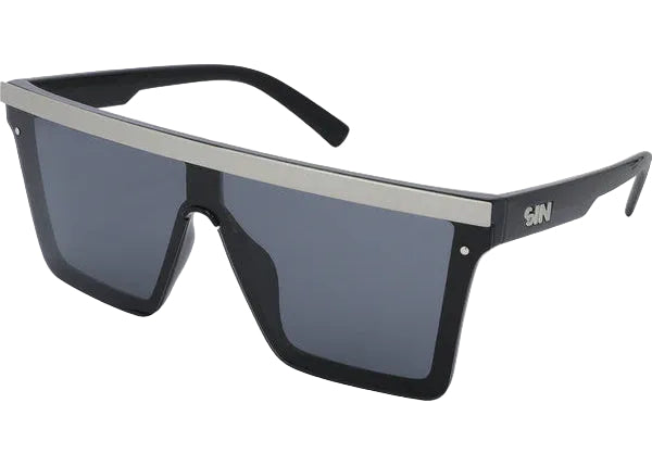 SIN THE BAR Black Matt Silver - Smoke Sunglasses