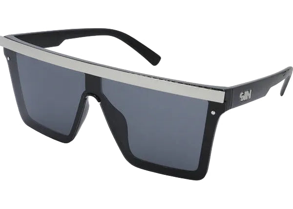 SIN THE BAR Black Shiny Silver - Smoke Sunglasses