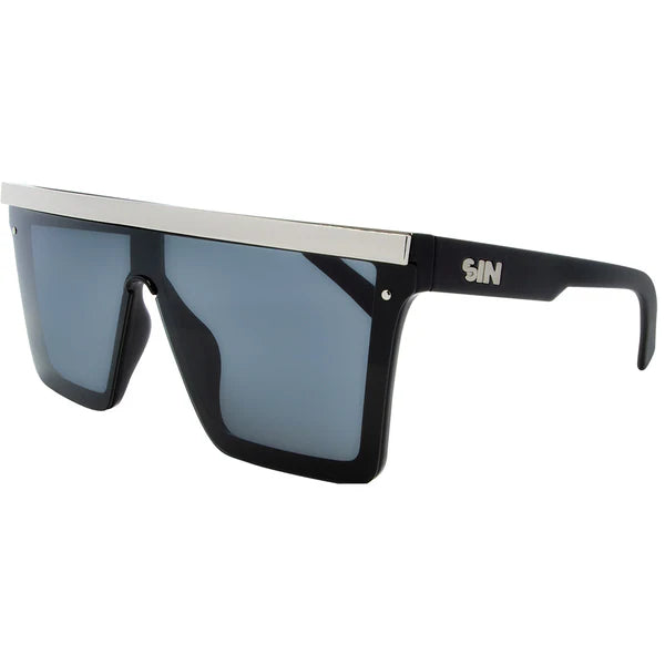 SIN THE BAR Black Shiny Silver - Smoke Sunglasses