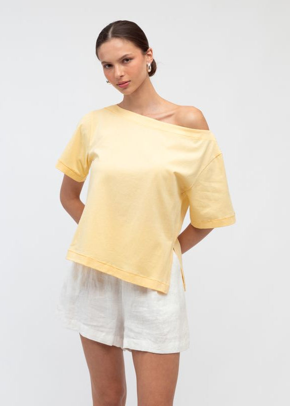 Jenna Boat Neck Tee Butter