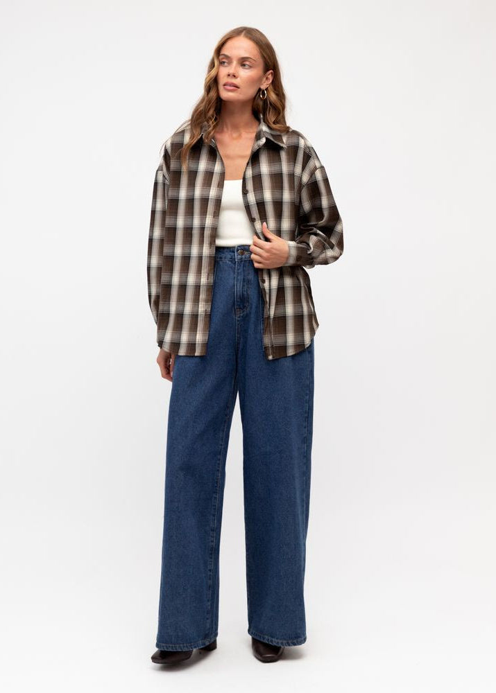 Sam Check Shirt Chocolate / Beige