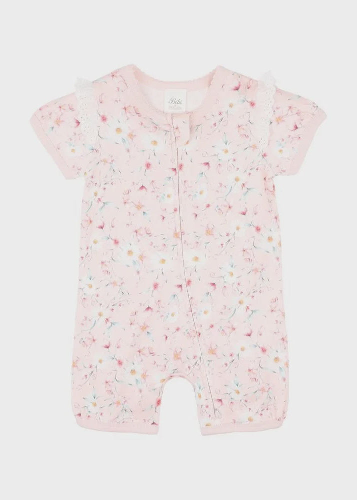 Zoe Print SS Zip Romper Organic Cotton