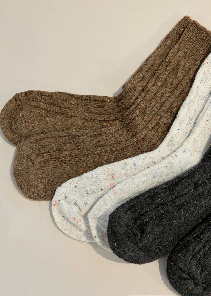 Cable Neb Crew Socks Charcoal