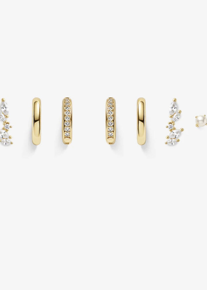 Crystal Everyday 18k Gold Plated Stacker Earring Set