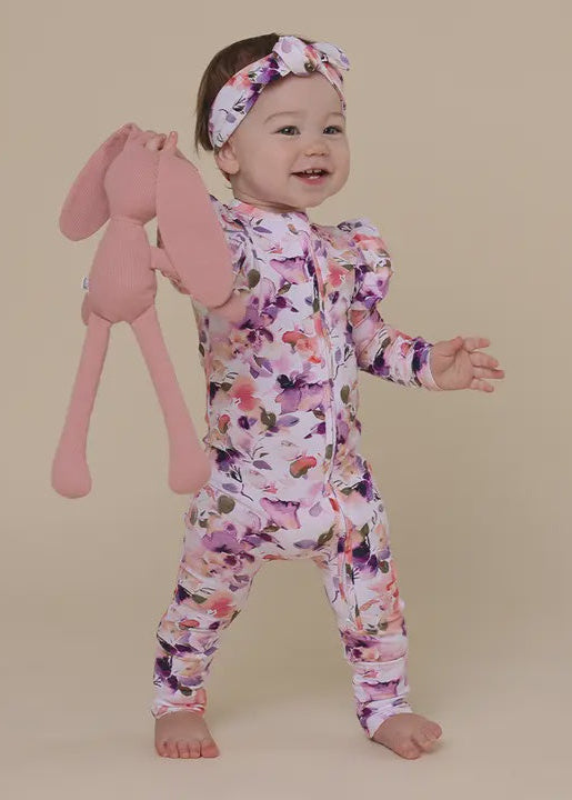 Blushing Beauty Organic Snugglesuit Convertible Romper with Frill