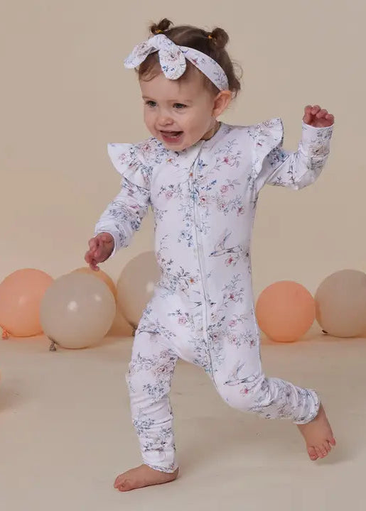 Sweet Swallows Organic Snugglesuit with Frill