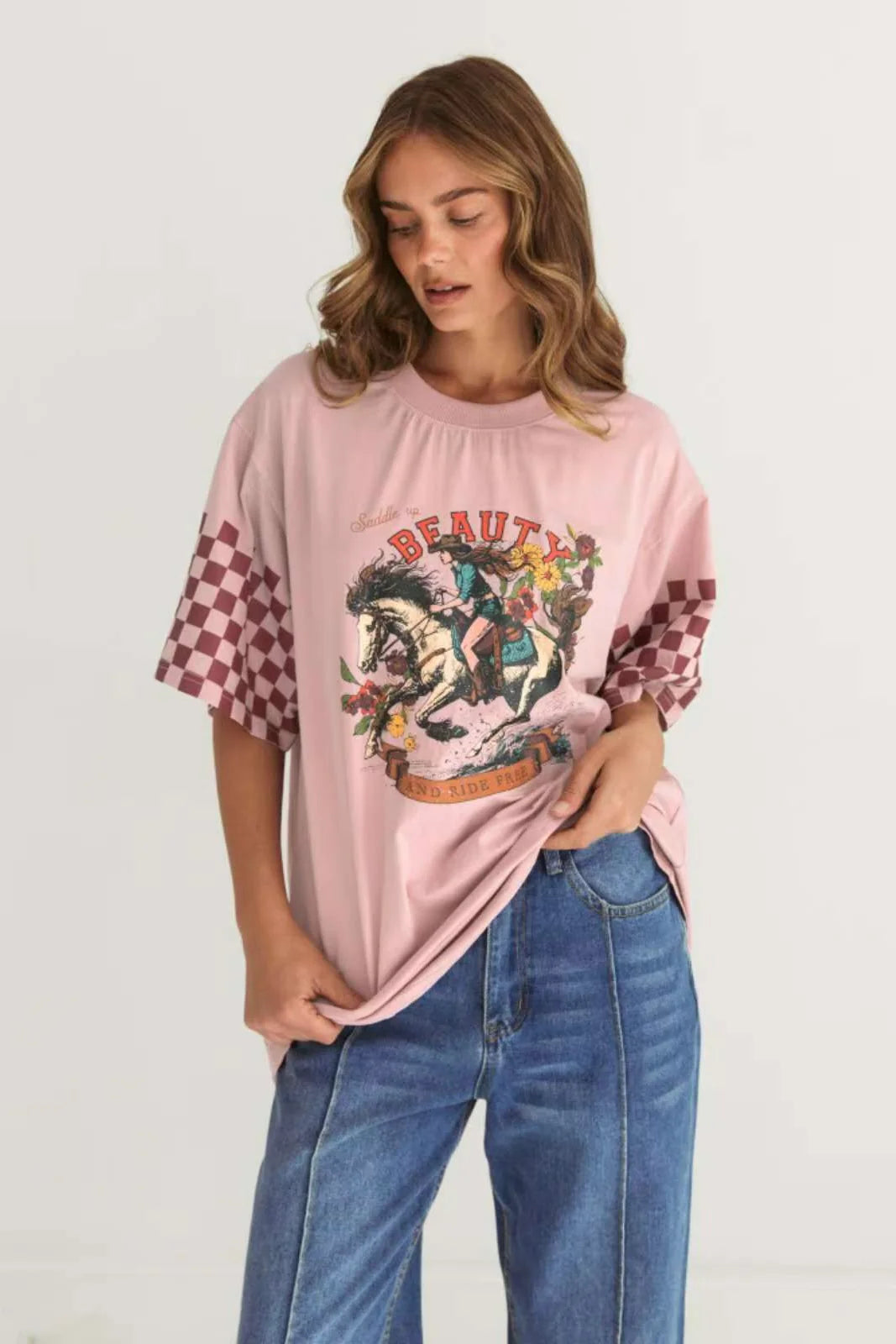 Tee Ree Paper Heart Saddle Up Beauty Tee Pink – Ree-Wind Clothing