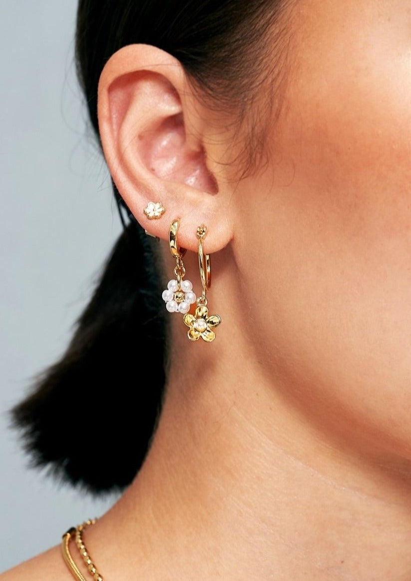 Daisy Pearl Trio Earrings Set