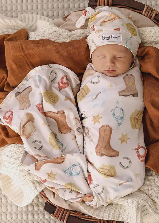 Cowboys Organic Jersey Wrap & Beanie Set