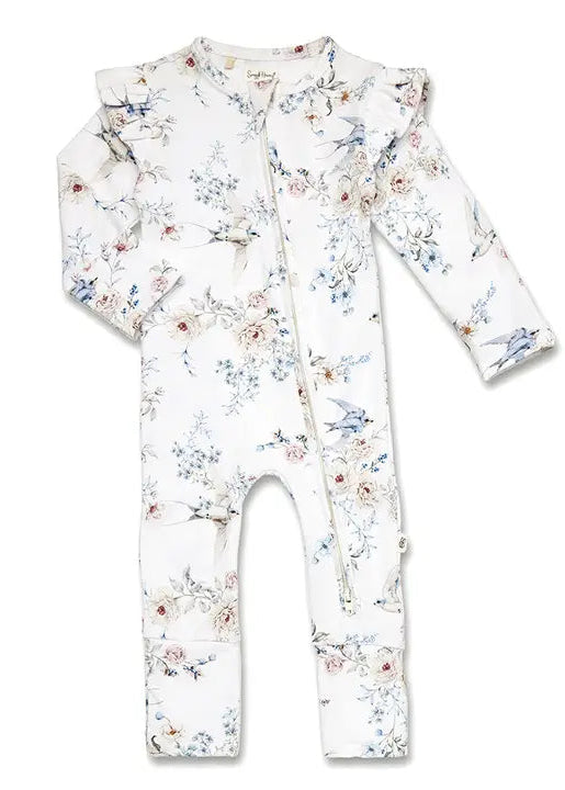 Sweet Swallows Organic Snugglesuit with Frill