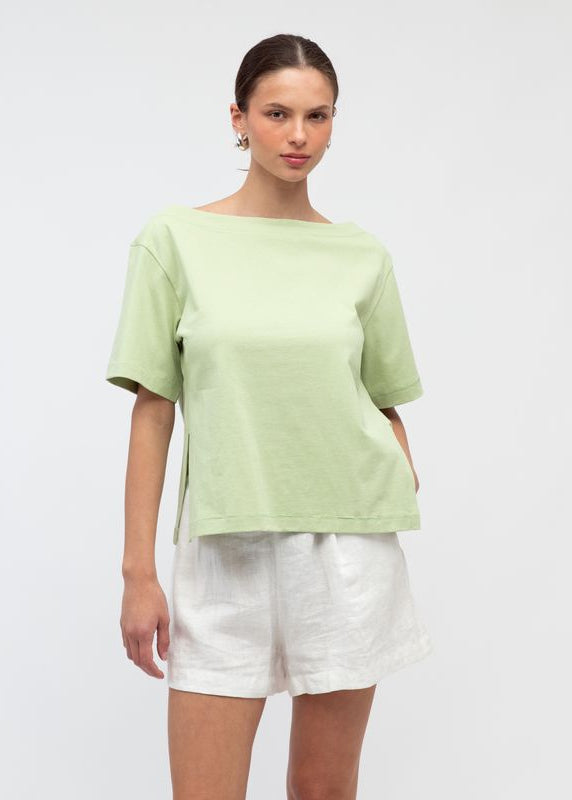 Jenna Boat Neck Tee Matcha
