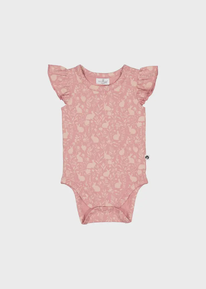 Burrow & Be Flutter Sleeve Bodysuit - Mead-Doe Print