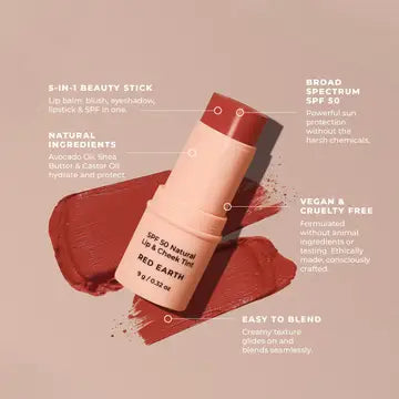 SPF 50 Natural Lip & Cheek Tint RED EARTH