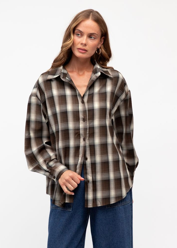 Sam Check Shirt Chocolate / Beige