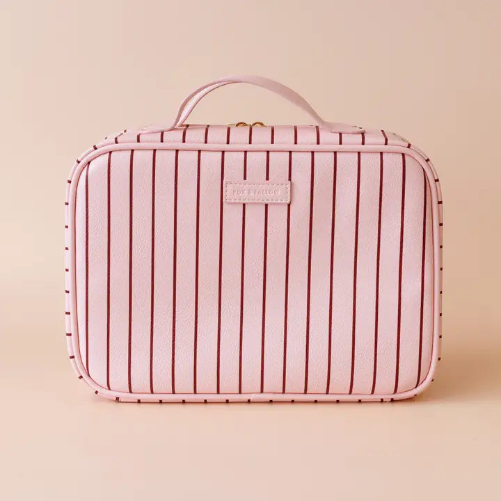 Rosé Pinstripe Cosmetic Bag