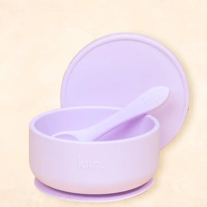 Silicone Suction Bowl with Lid + Spoon Set