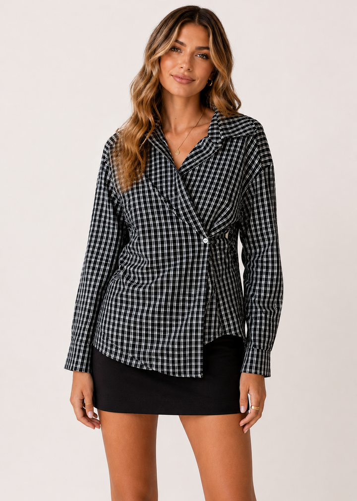 BY FRANKIE Plaid Wrap Shirt
