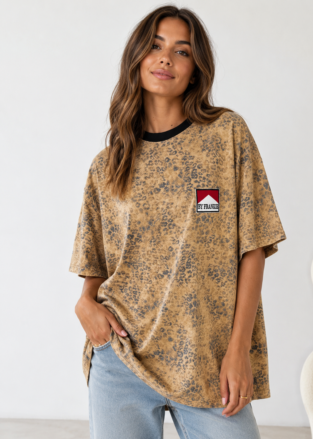 By Frankie Beige Leopard Tee