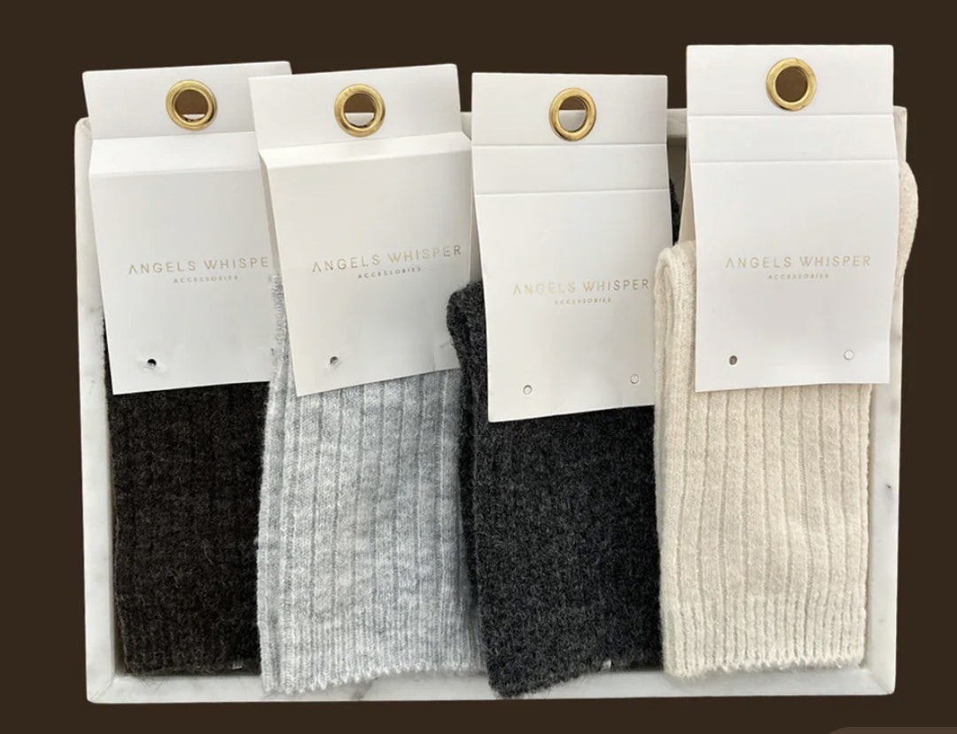 Angels Rib Wool Blend Socks Charcoal