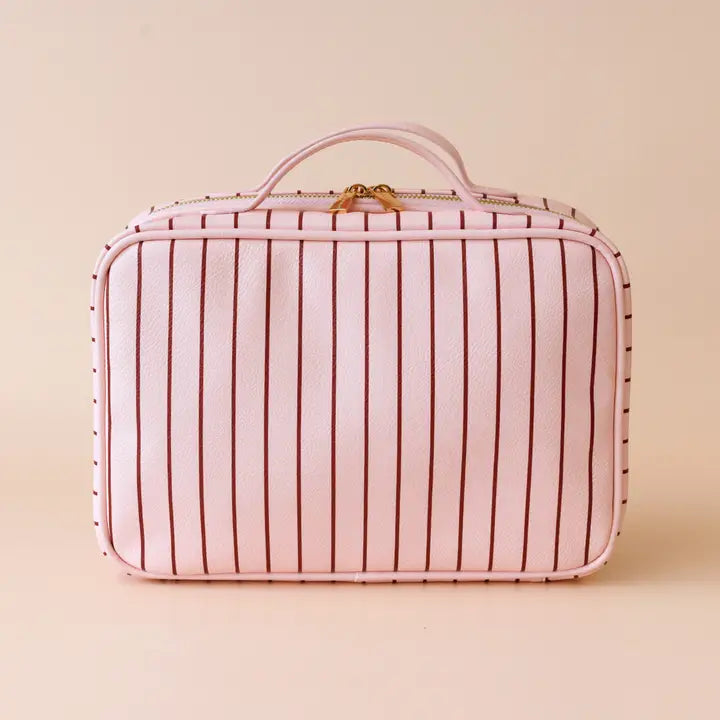 Rosé Pinstripe Cosmetic Bag