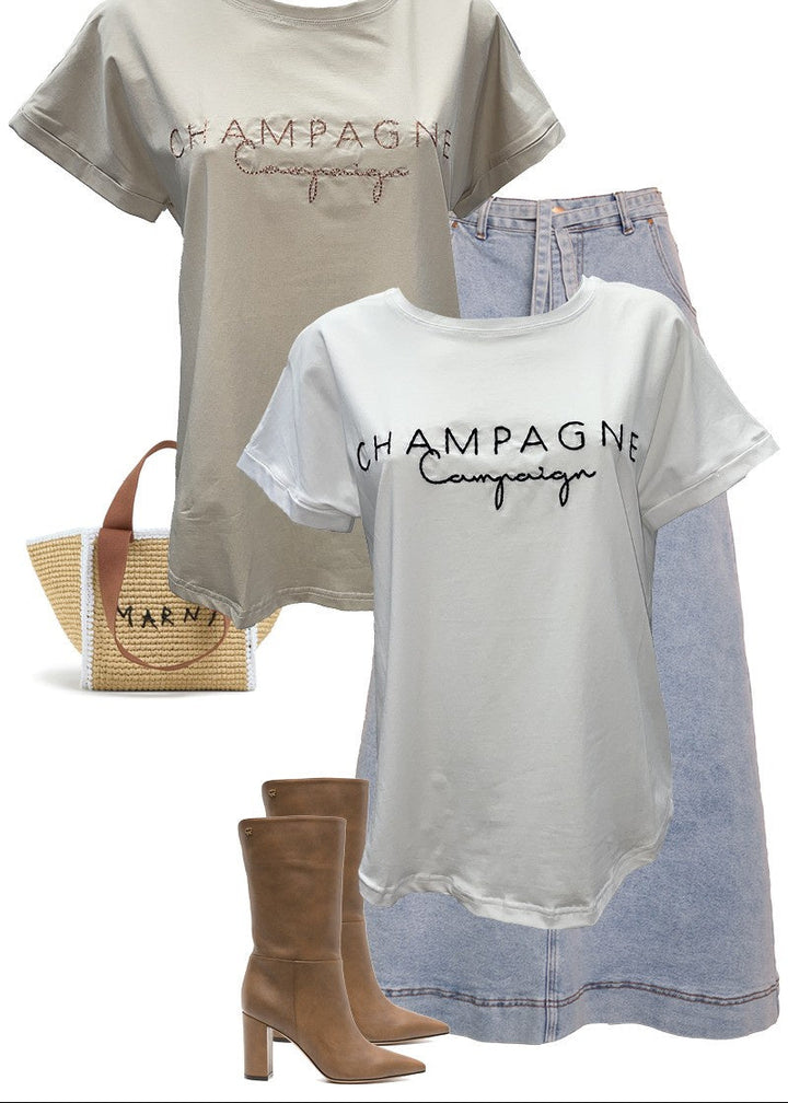 Champagne Campaign Tee White