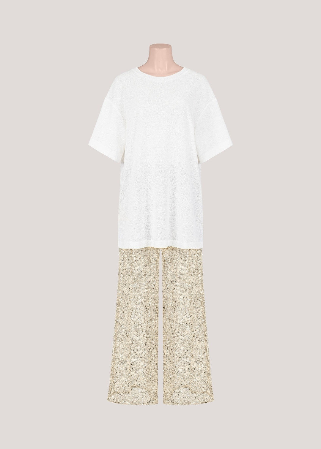 Sequins Knit Pant Beige