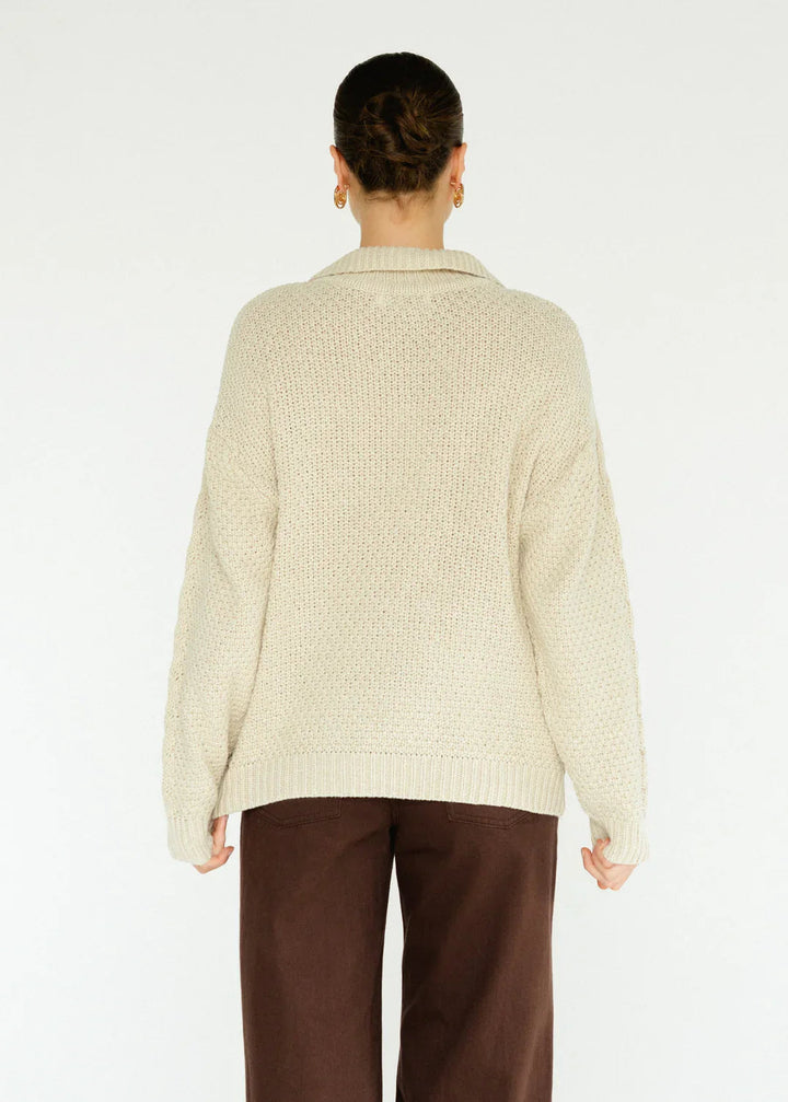 Cypress Zip Neck Jumper Cream
