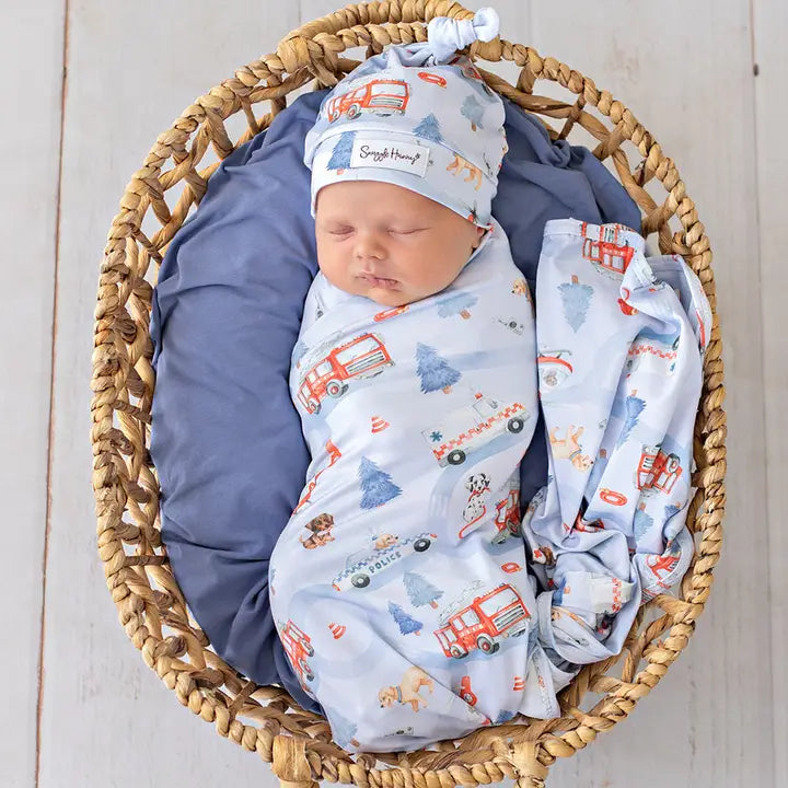 To the Rescue Organic Jersey Wrap & Beanie Set