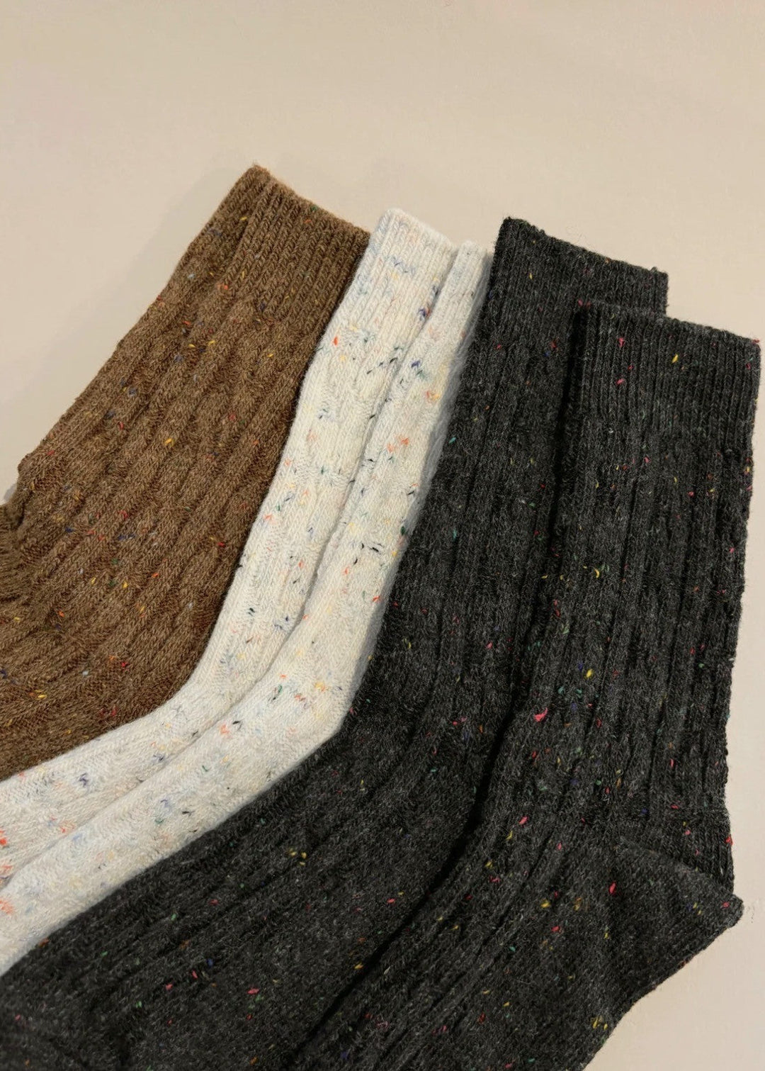Cable Neb Crew Socks Charcoal